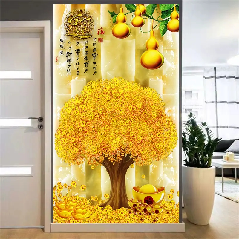 玄关装饰画墙贴门贴客厅入户过道装饰背景墙壁纸画自粘3d立体墙纸