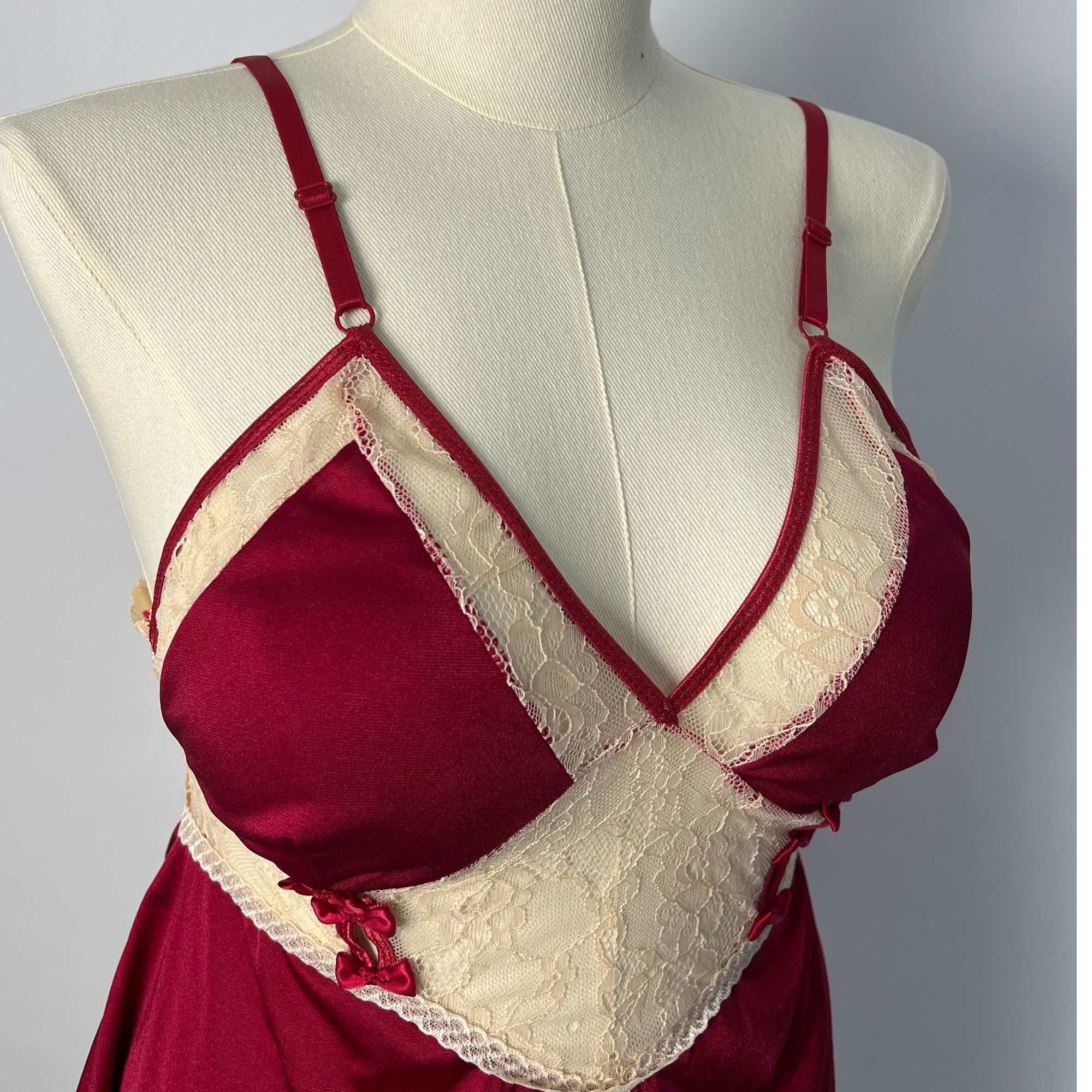 性感风【80-220斤】性感系带睡裙A09美背红色法式女士网红时尚结婚