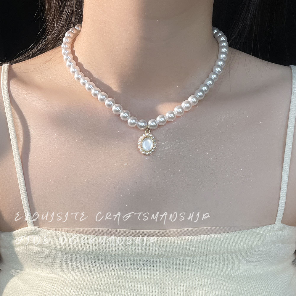 合金项链 合金仿珍珠秋冬法式优雅高级感项链