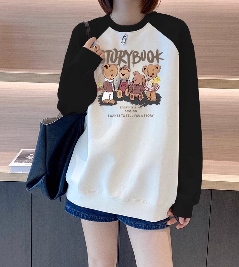 胖mm插肩圆领卫衣女2023秋冬季新款大码宽松oversize加绒加厚上衣