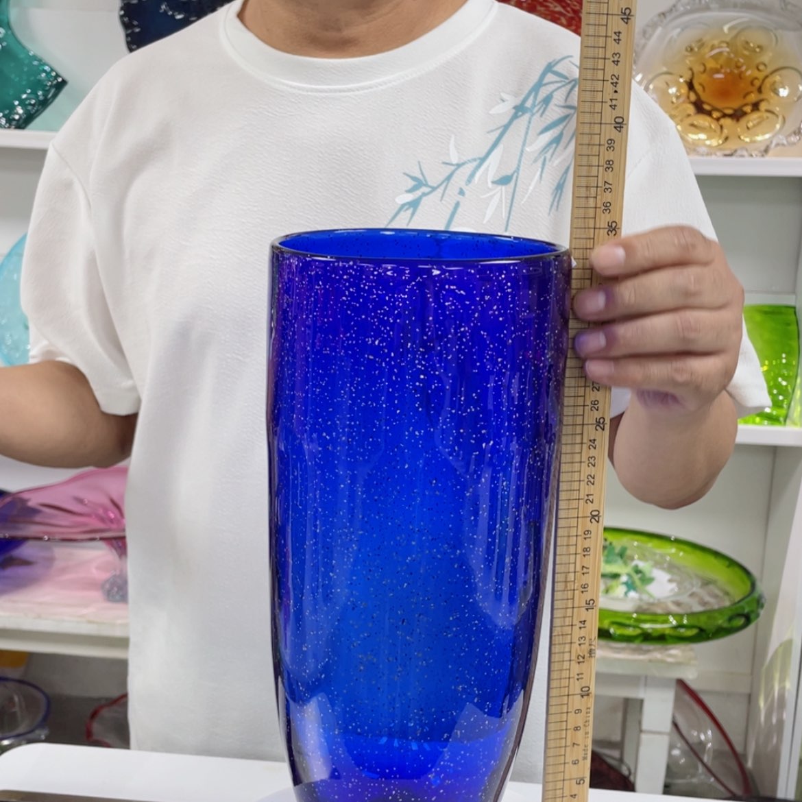【闪购商品】手工艺术花瓶克莱因蓝 高 35