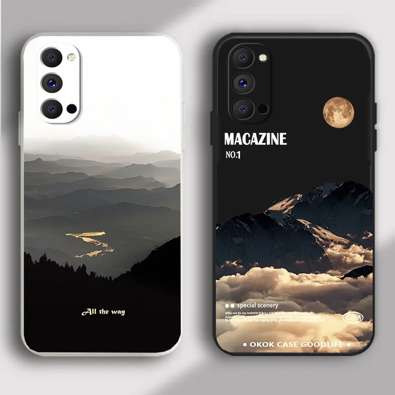 适用于OPPOreno4手机壳全包边保护山景硅胶保护壳新款男款网红ins