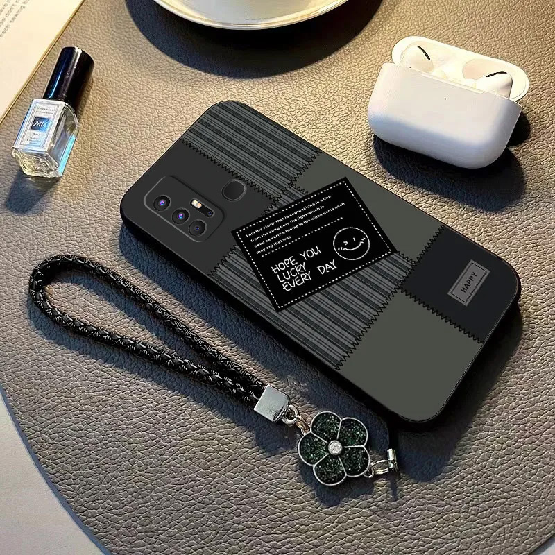 适用于vivoz6手机壳全包边格纹笑脸硅胶保护壳新款男女网红潮ins