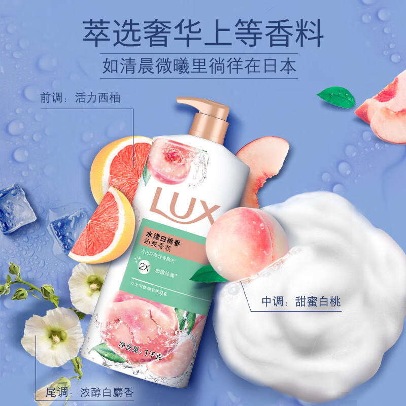 力力士沐浴露精油西柚香氛白桃香精沐浴乳爽肤留香持久温和水润