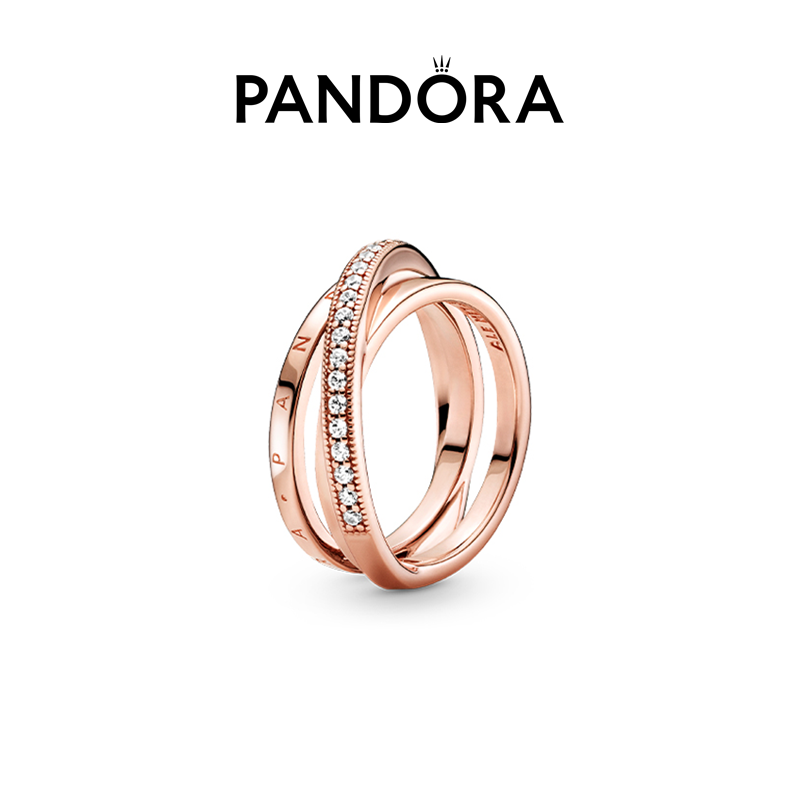 PANDORA/潘多拉 925银戒指 恒耀三生环戒指生日礼物时尚首饰女款