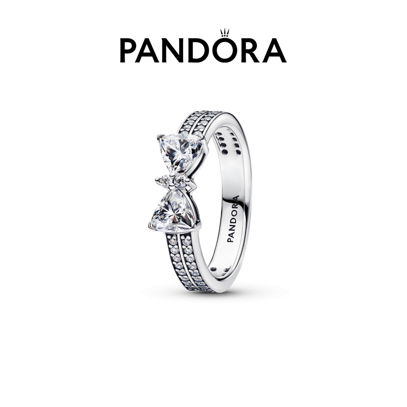 PANDORA/潘多拉 925银戒指 恒耀白蝴蝶结戒指时尚百搭可送女友