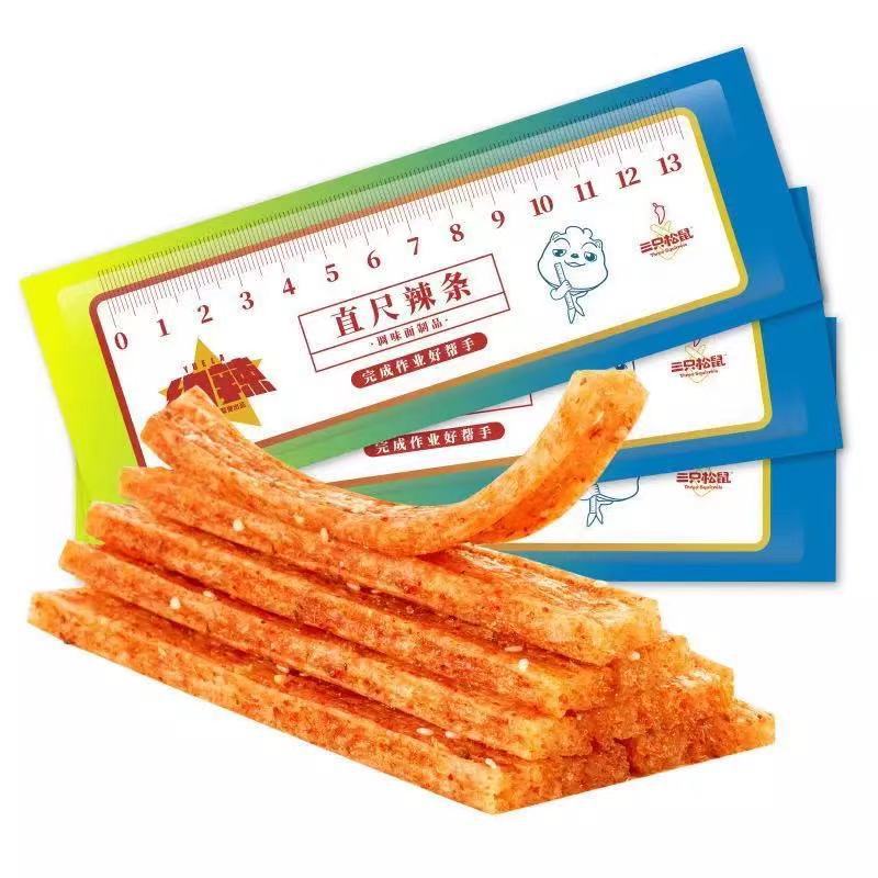 三只松鼠约辣直尺辣条大面筋110g/袋麻辣零食面筋校园辣条大辣条