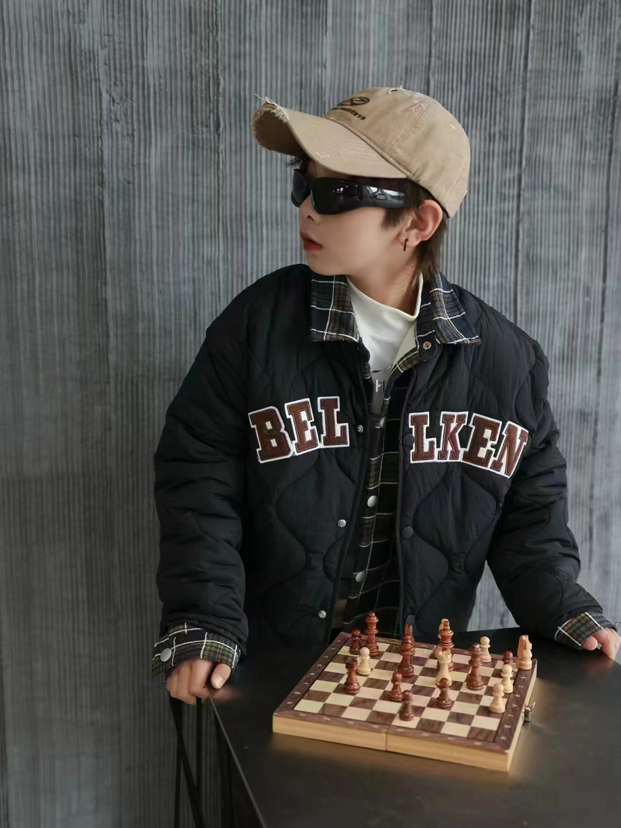 航线棱形棉衣外套