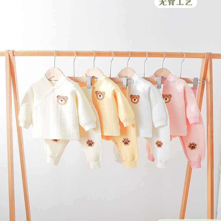 婴儿衣服分体宝宝衣服长袖三层保暖高腰护肚免脱款婴幼儿儿童纯棉