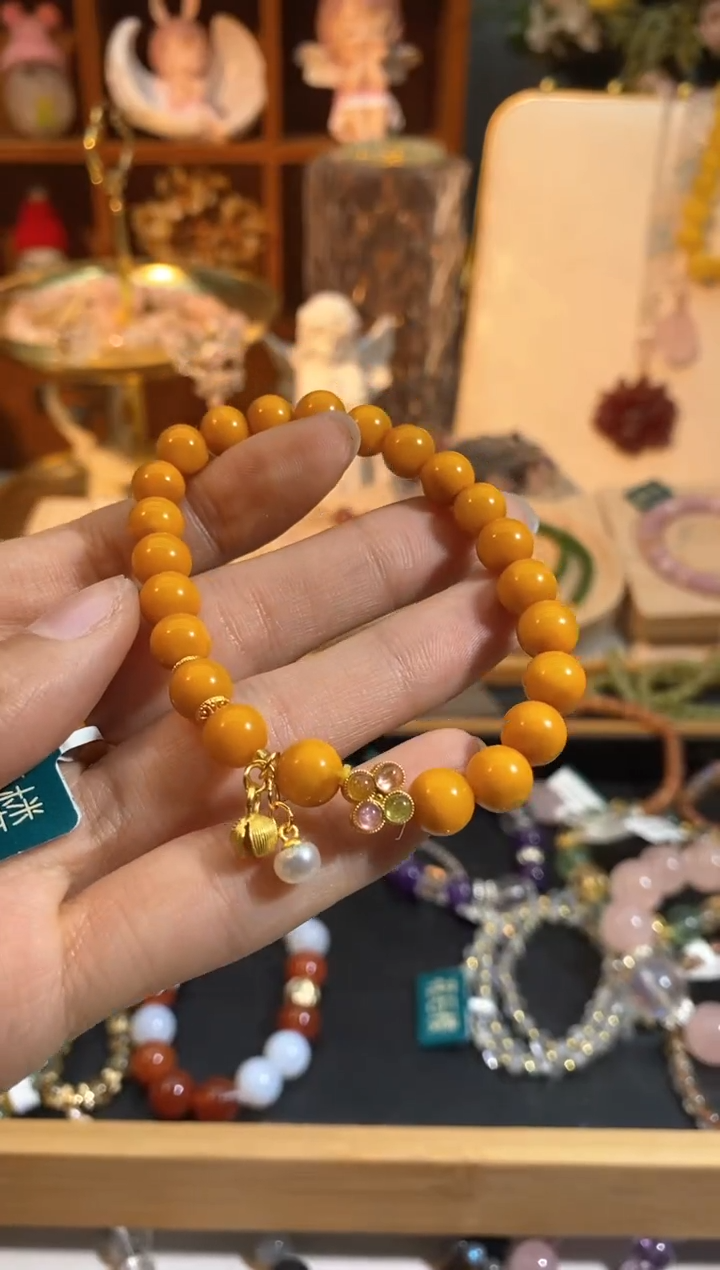 【闪购商品】蜜蜡手链银S925镶嵌孤品