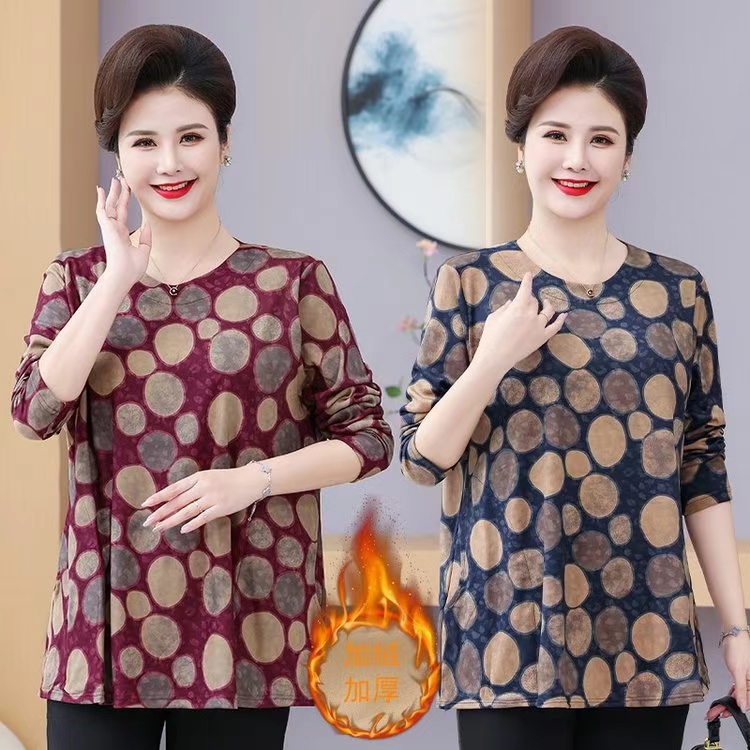 120-240斤特大码妈妈装长袖加绒加厚中老年妈妈装