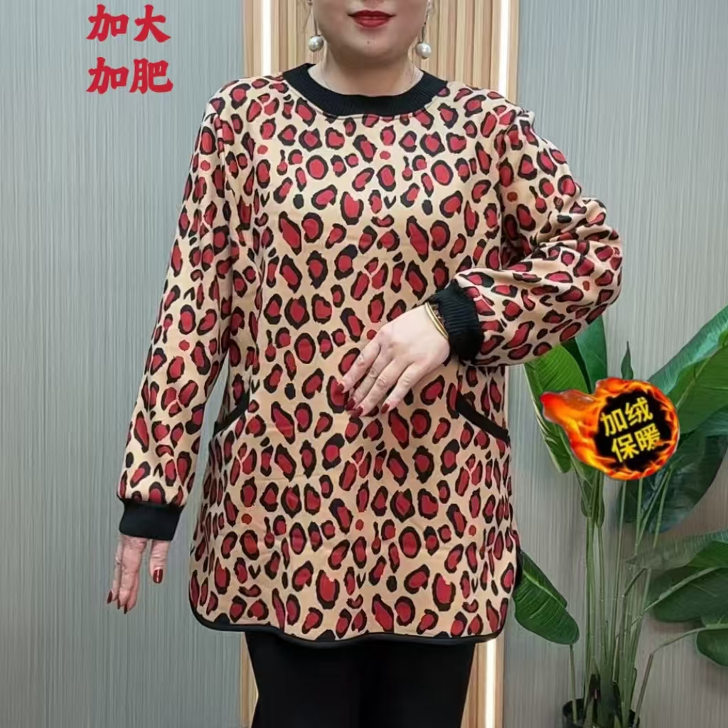 100斤-235斤特大码妈妈装保暖打衫小衫冬季加大加肥加大码上衣