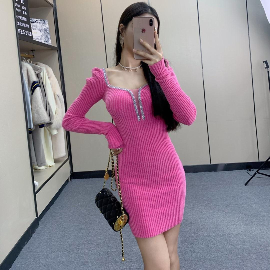 Y.Z定制 「半糖主义」小香风碎钻连衣裙Q0029-2