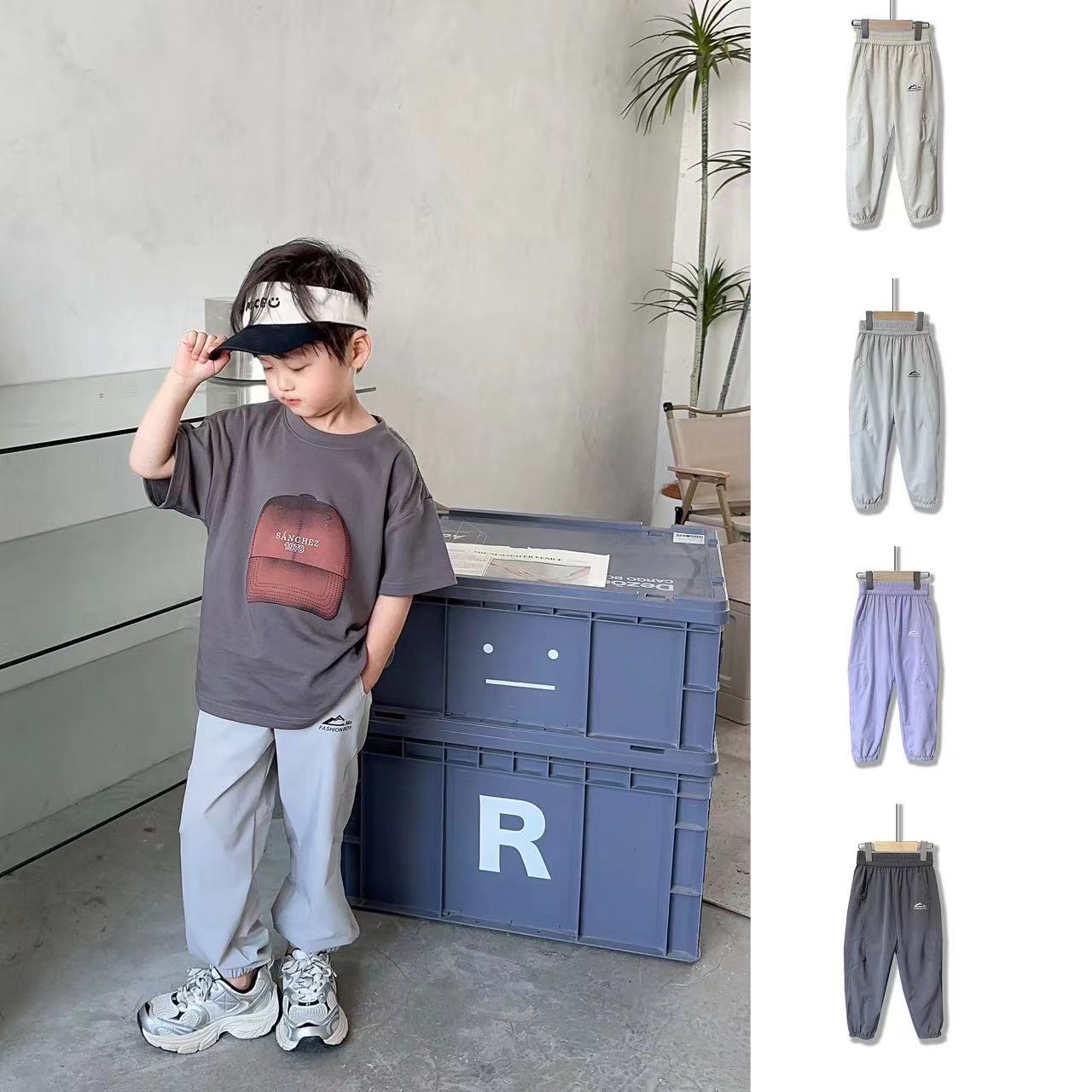 裤子童装休闲裤夏季防蚊透气梭织长裤    076