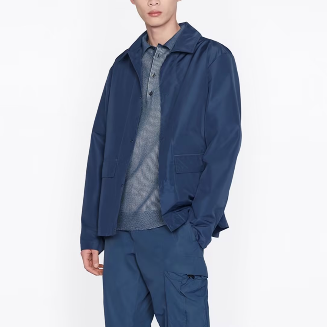 全新未使用 DIOR/迪奥 LYE 蓝色翻领超轻外套129334