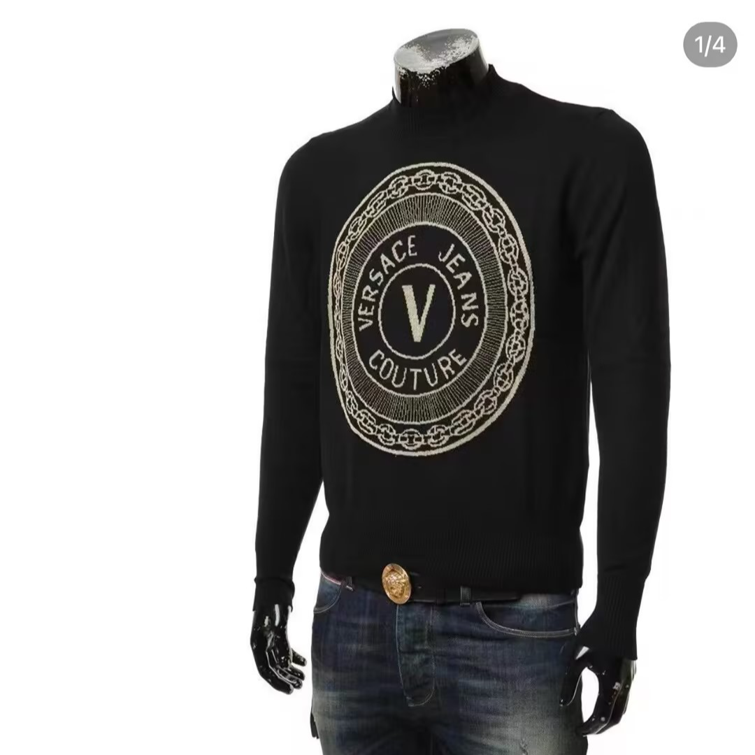 全新未使用 VERSACE/范思哲 LYE 黑色圆领提花卫衣114522