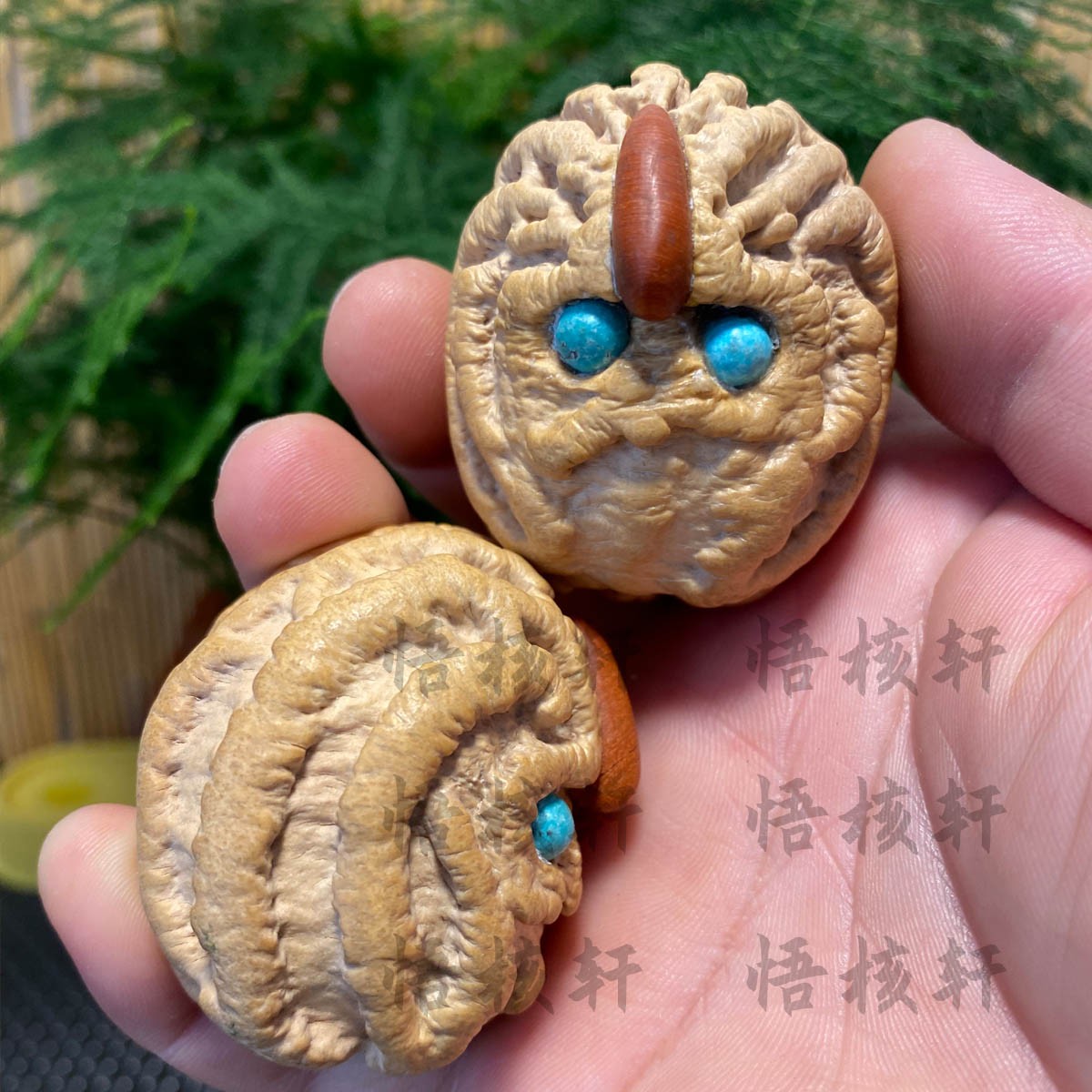 镶底文玩核桃 四座楼白狮子头王勇官帽元宝蛤蟆头大粗筋