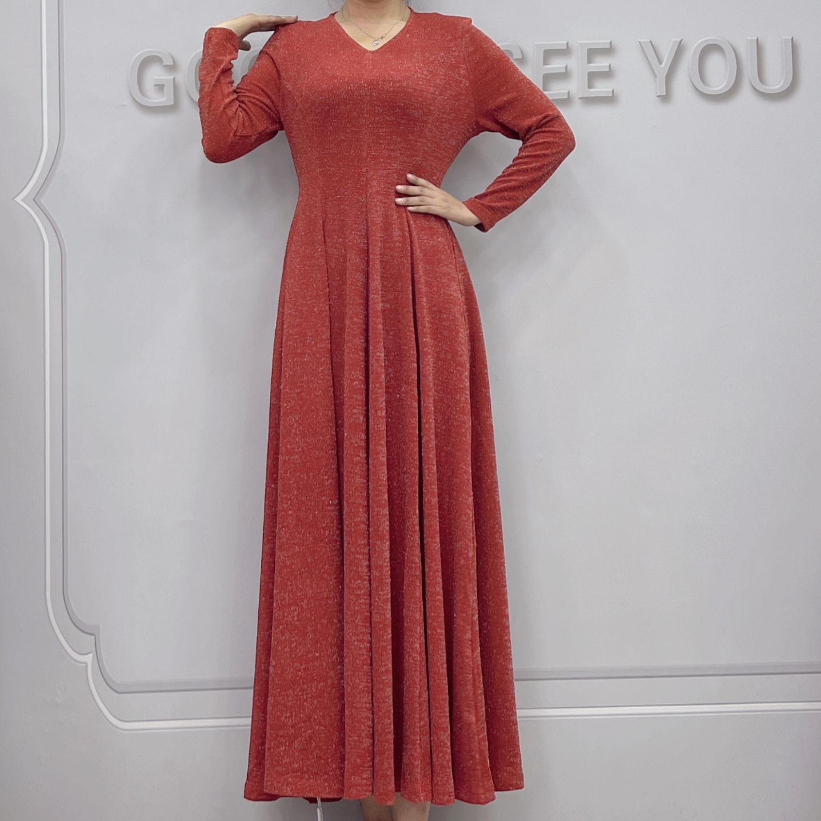 优雅时尚妈妈装大摆长裙8888