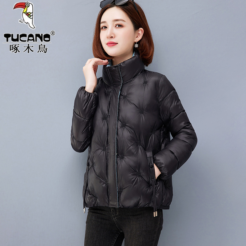 啄木鸟小香风外套2024新款韩版宽松棉服女冬季立领加厚女士短棉袄