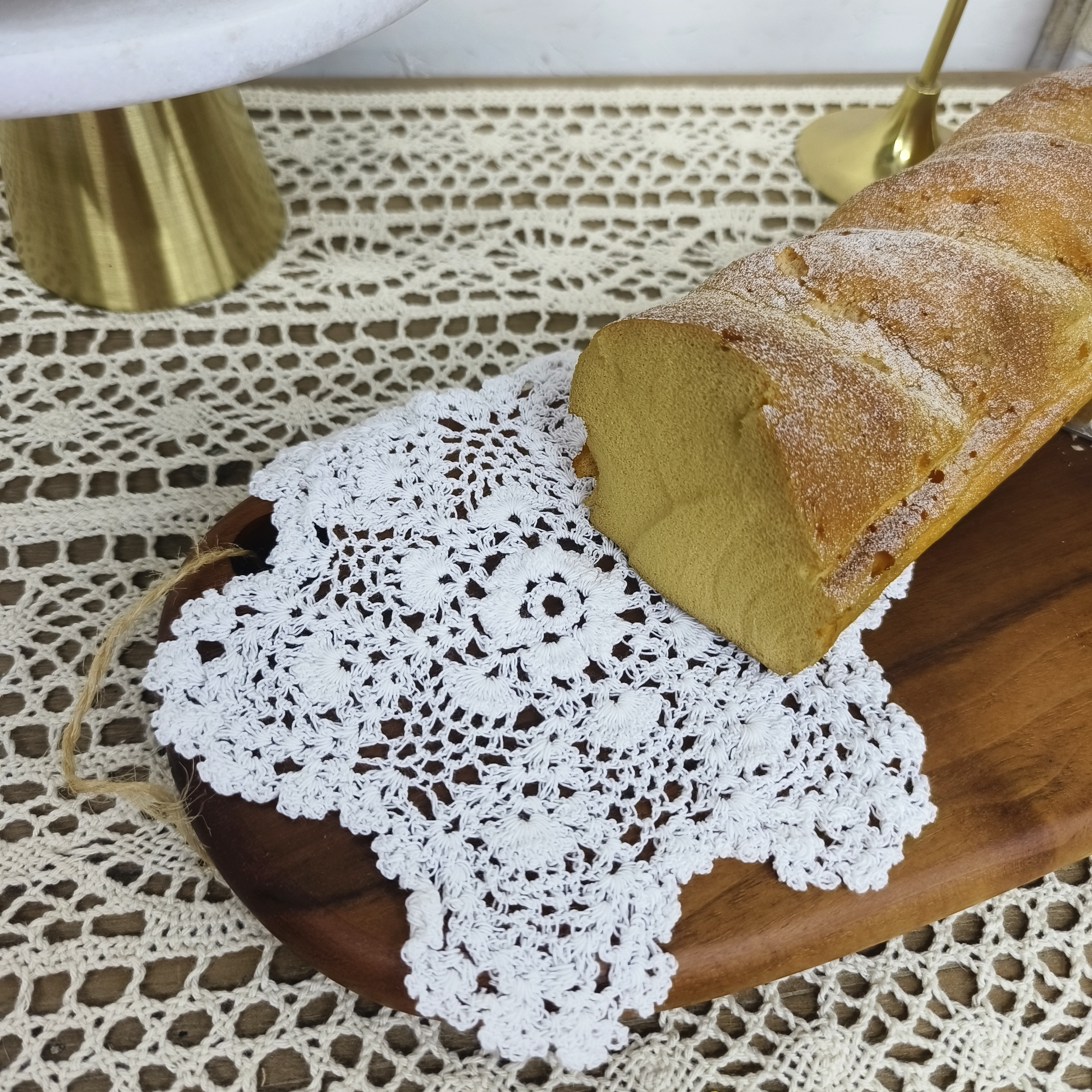 Q307 细线手工钩针盘垫16cm白色棉质 2片