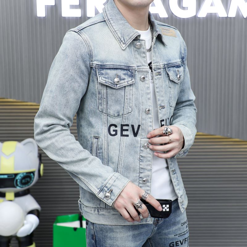 2025新款高品质男士牛仔外套时尚休闲百搭帅气夹克翻领修身牛仔衣
