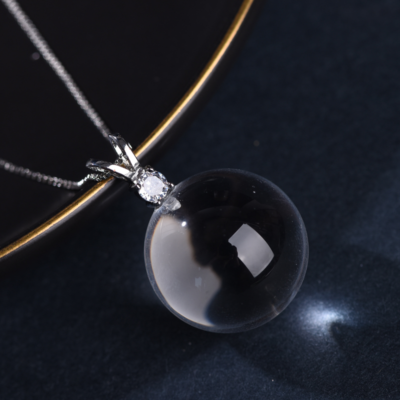 天然巴西双A全净体白水晶吊坠有求必应锁骨链女王精美