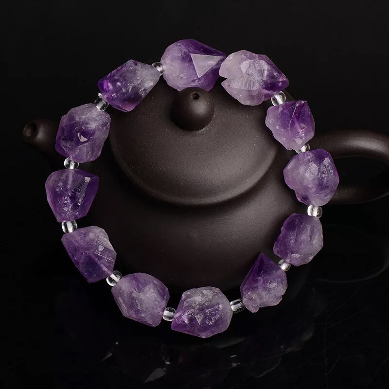 巴西原矿紫水晶原石手串天然紫水晶原矿大颗粒