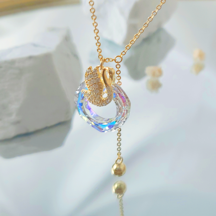 坠链均925银 坠链均925银 S925银天鹅彩虹项链套链  S1129