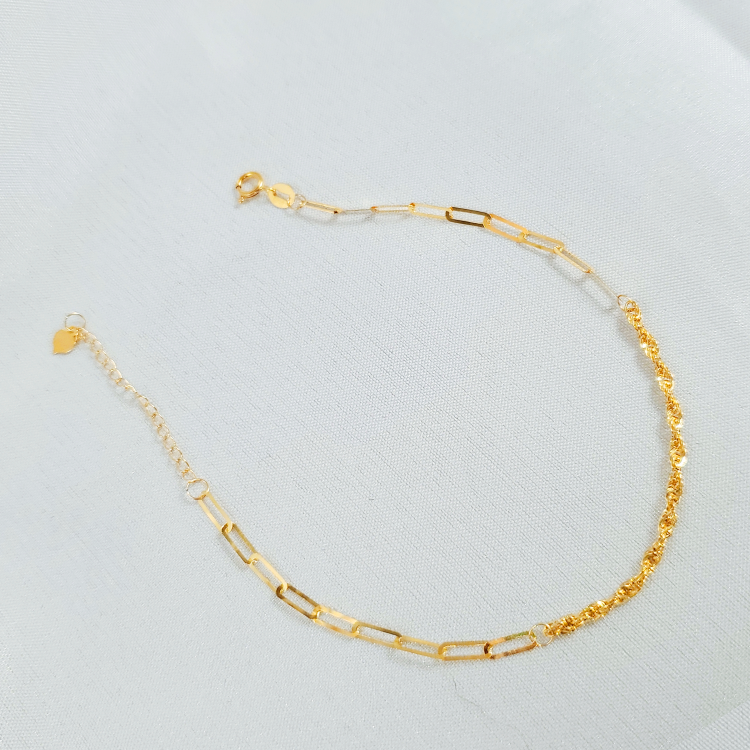 18K金麻花环环相扣AB手链 时尚百搭G5847