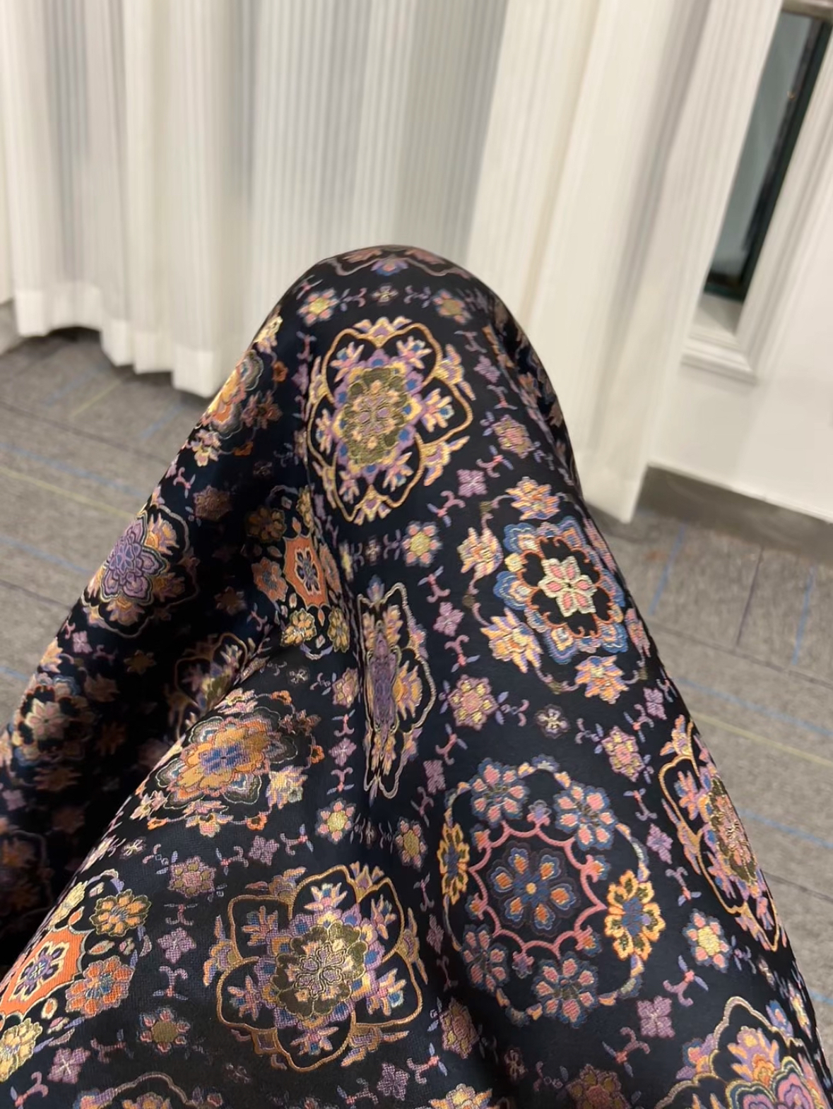 陆美瑛【墨青地织金宝相纹】38姆米四重维宋锦面料现货无退换