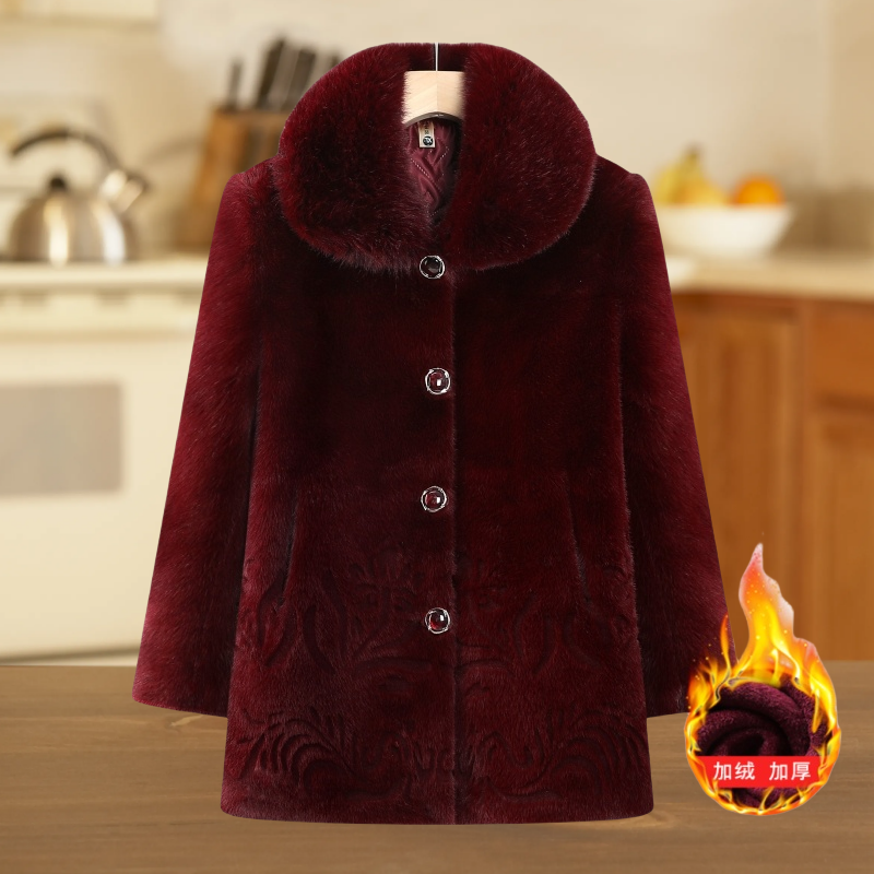 50-60岁妈妈装中老年女装冬季新款加绒加厚时尚洋气大衣奶奶装女