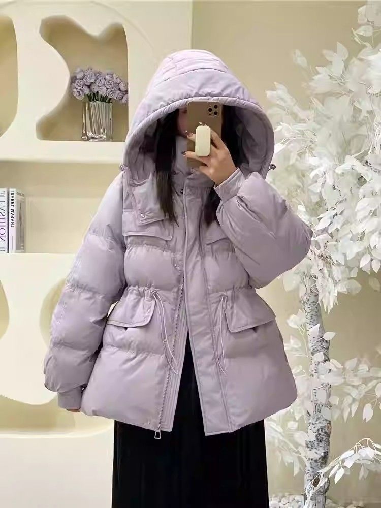羽绒衣服高端羽绒服2024新款韩系芋泥紫收腰羽绒棉女常规款冬装加