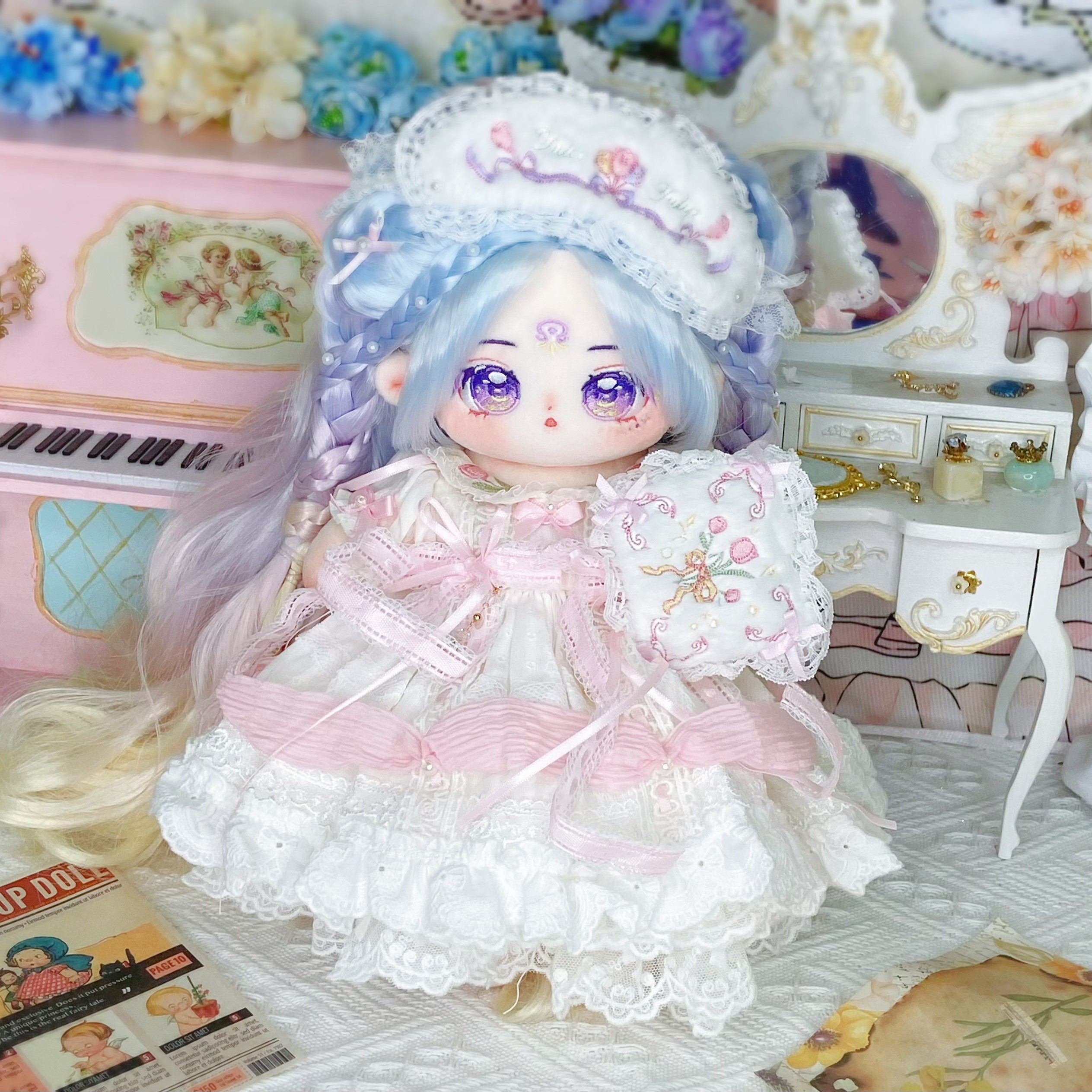 薇薇莉娅小水母四色渐变柔软丝全头缝棉花娃娃毛绒玩具公仔礼物