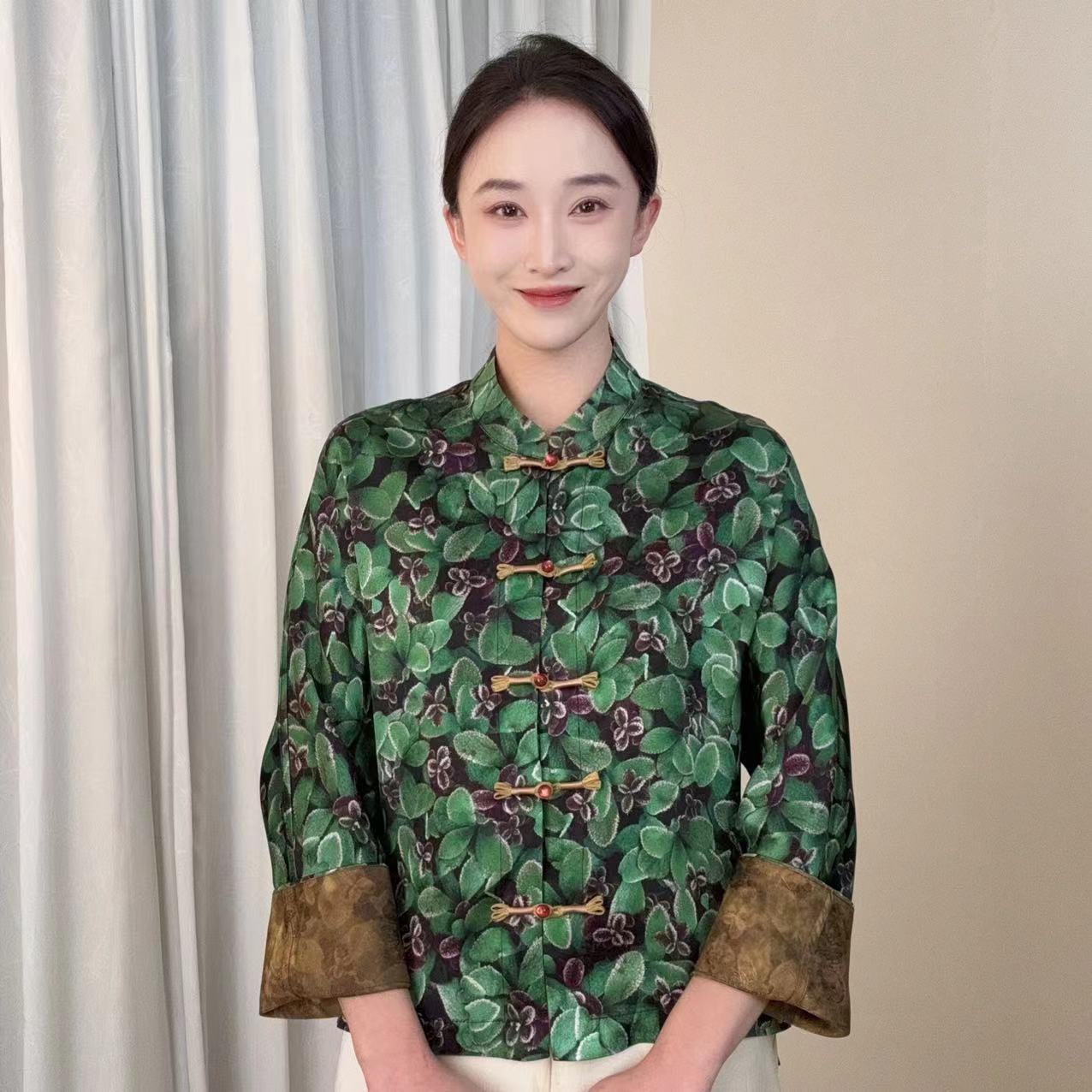 【绿如意】2024夏季新款新中式国风复古老料外套-5677
