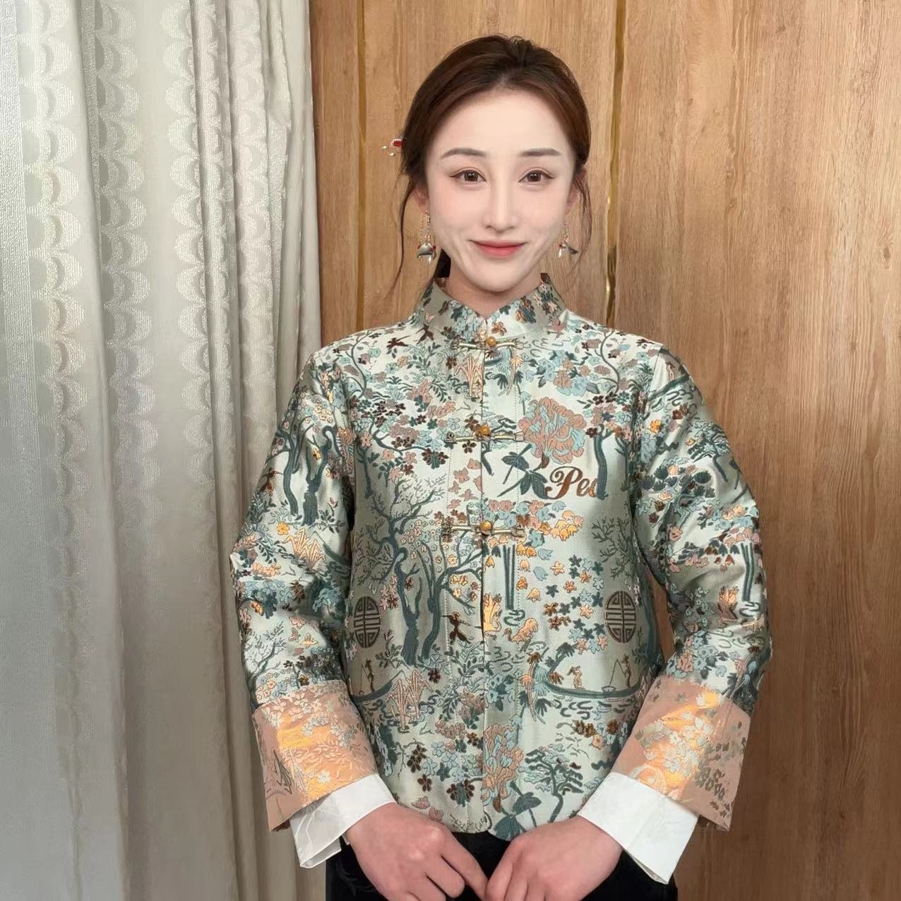 2024春新款中式国风立体浮雕冠乐绉提花流 苏小衫6660-515