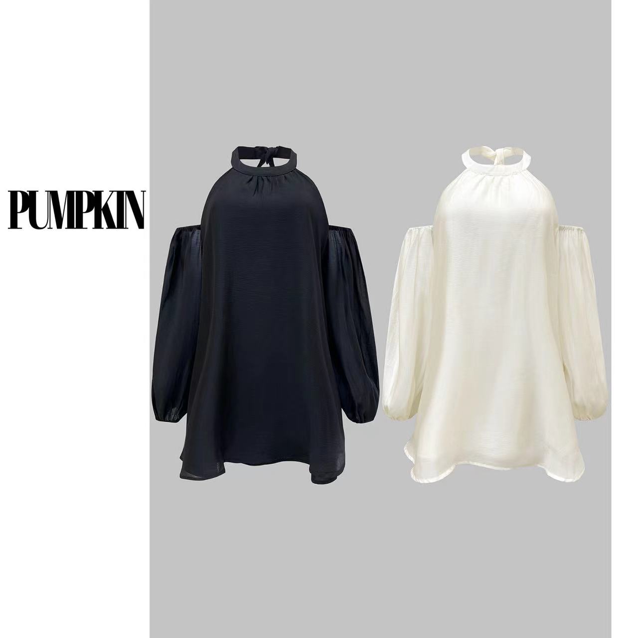 【双12钜惠】发货长度随机[夏季的风]别致挂脖露肩仙女上衣