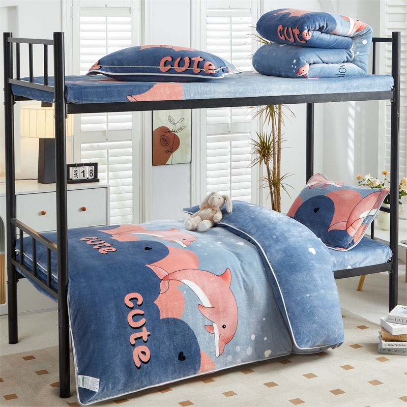 新款加厚保暖牛奶绒婴儿宝宝学生宿舍单人寝室上下铺三件套四件套