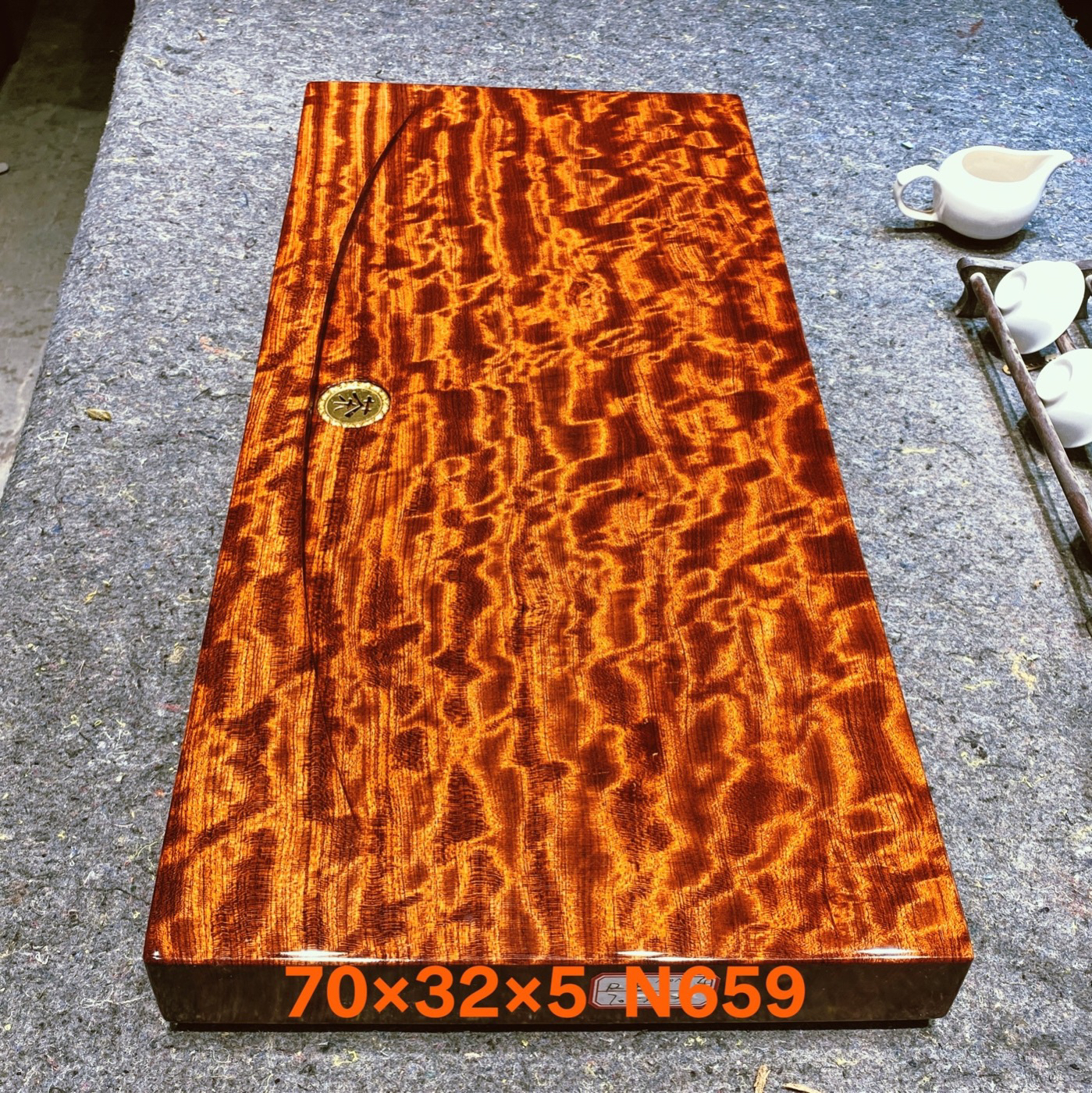 【虎纹】巴花满金丝虎皮纹实木茶盘 70*32*5 高端中古风简约复古