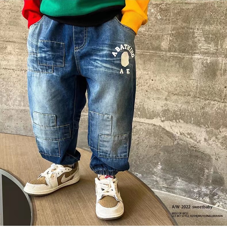 小猴子潮牌【补丁贴布】牛仔裤2013