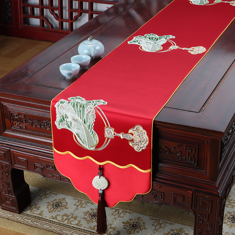 新中式桌旗禅意防水茶席台布艺轻奢高端茶几桌布茶桌垫布长条简约