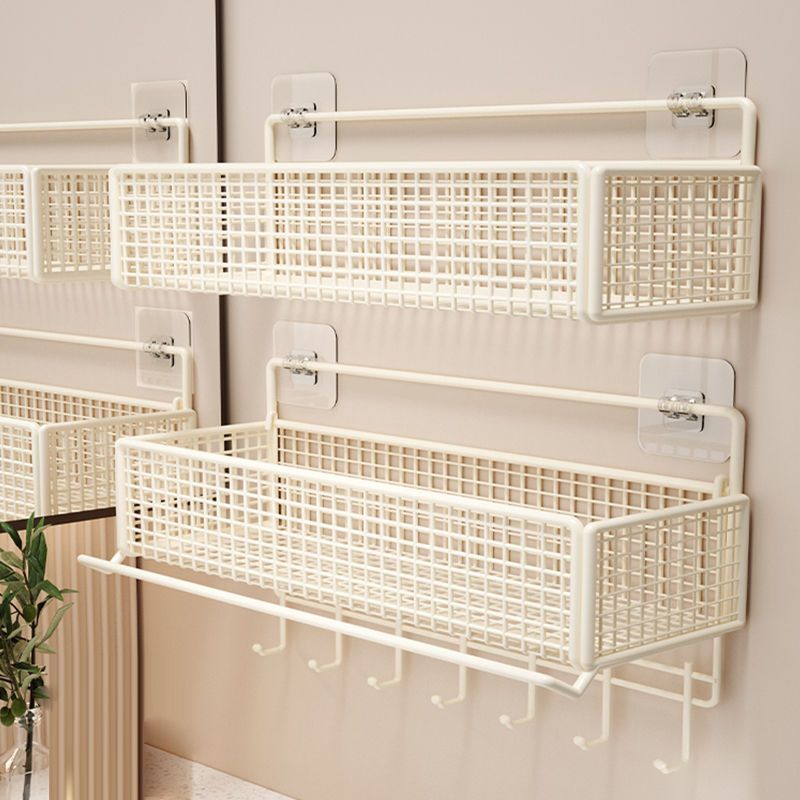 奶油风卫生间收纳架免打孔壁挂式墙上置物架洗手间浴室洗漱台架子