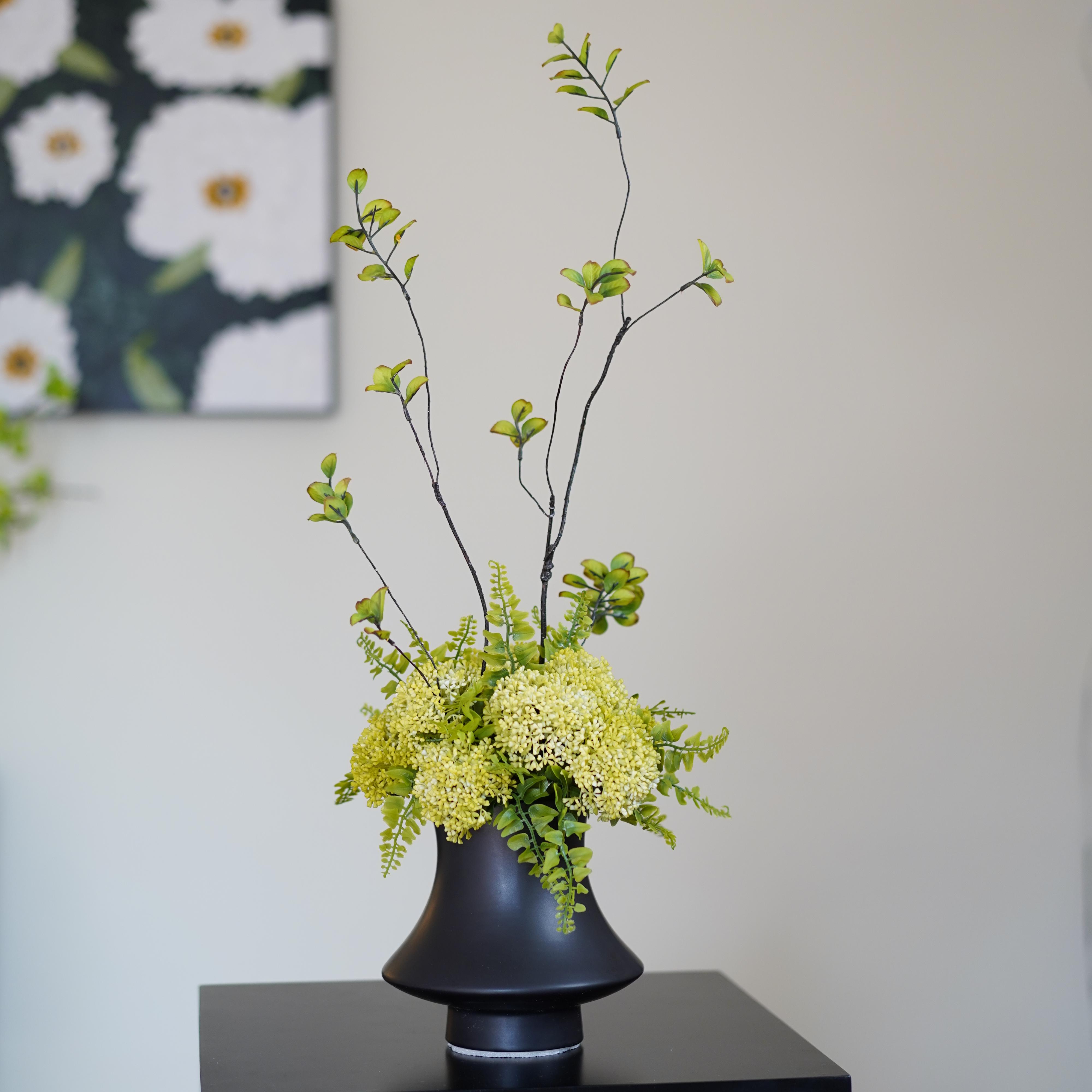 QISHU/七黍设计款 原创仿真花艺新中式森系绿色手感餐桌花茶桌花