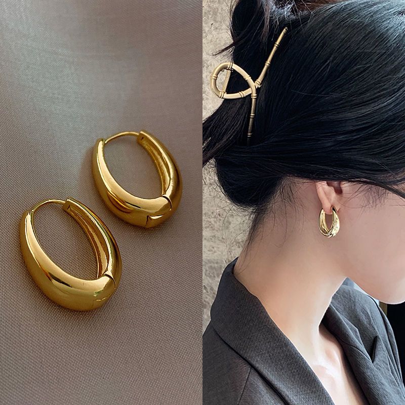 合金耳饰 复古气质金色耳环女潮轻奢小众设计感高级耳圈独特耳饰1