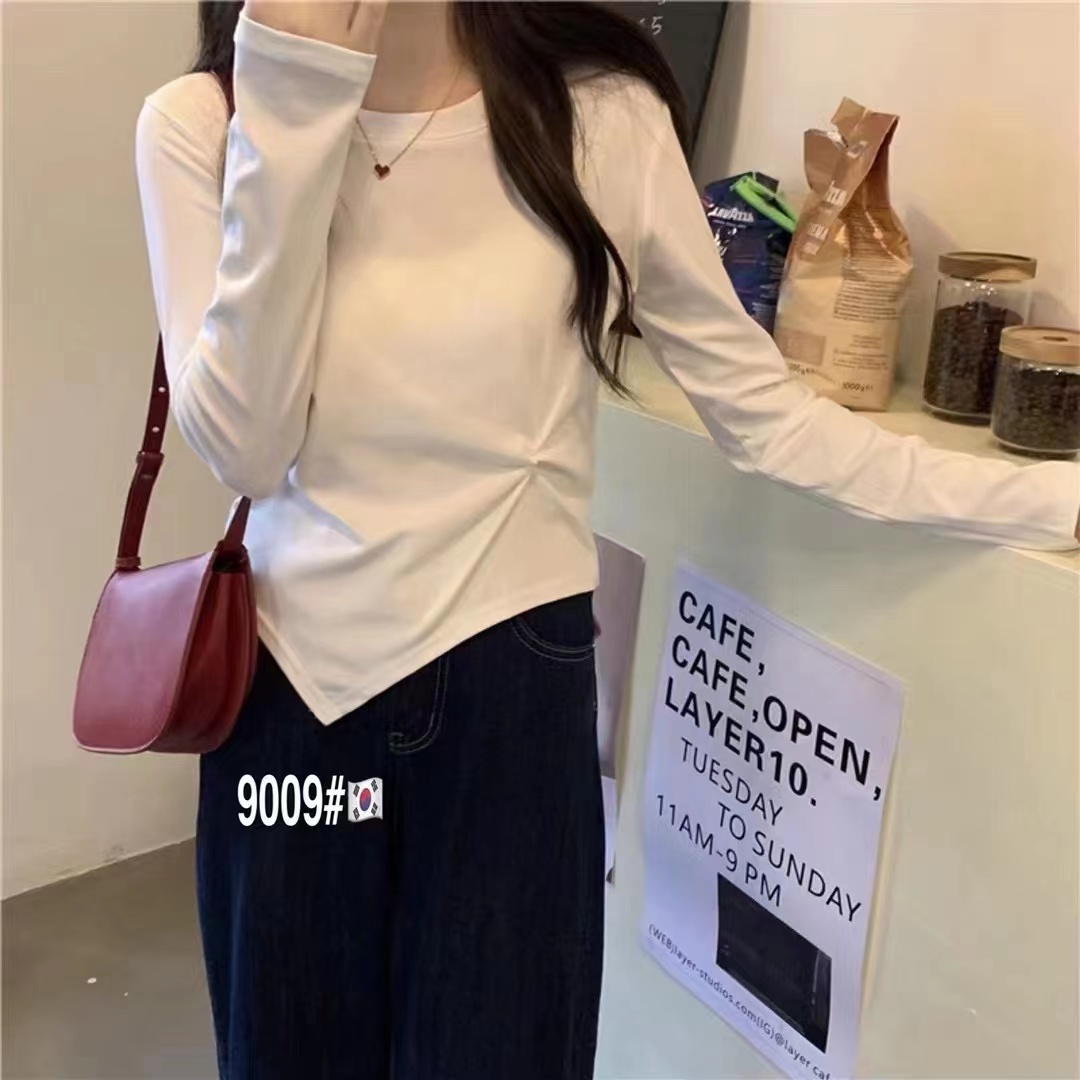 2022秋季新款长袖修身打底衫女款上衣衬衫