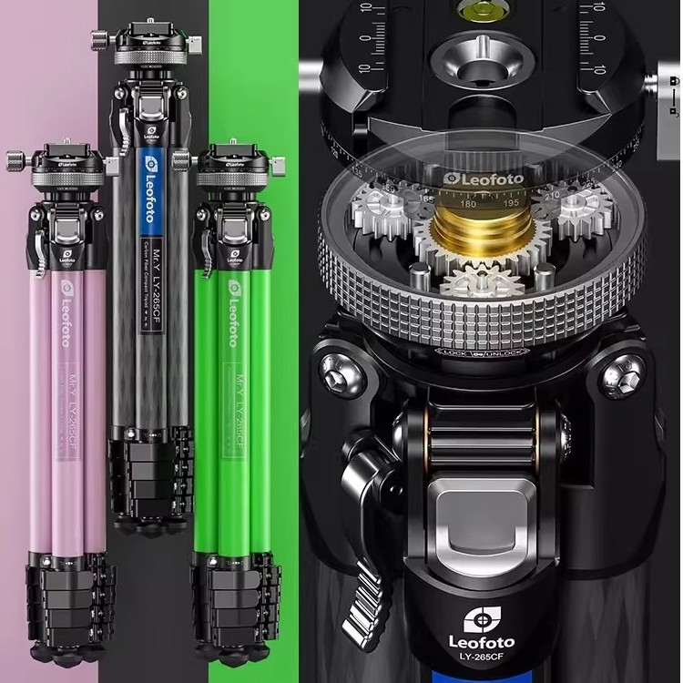 徕图/leofotoLY-265CF阻尼云台便携系碳纤维摄影板扣锁紧三脚架