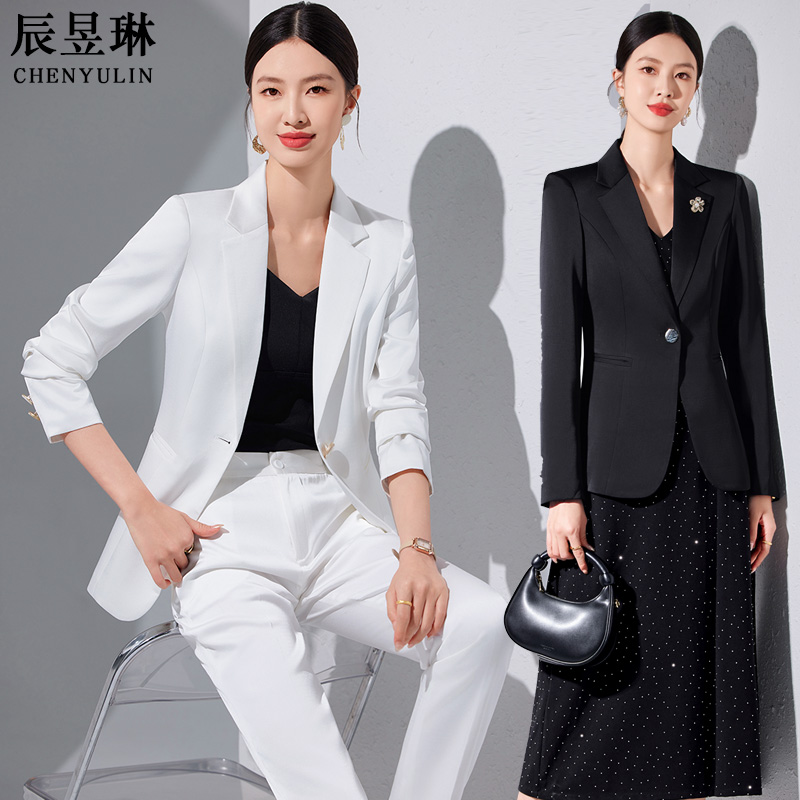醋酸缎面小西装外套女长袖秋冬新款气质高端职业西服上衣小个子