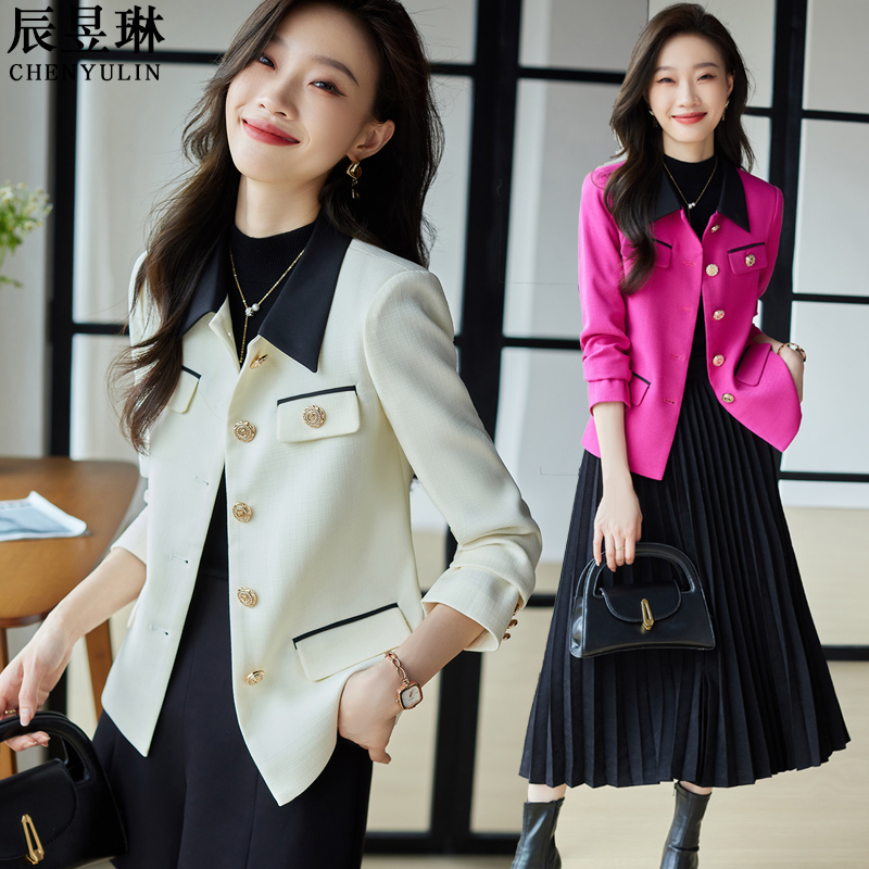 名媛小香风白色西装外女秋季新款高级感气质小个子修身上衣短外套