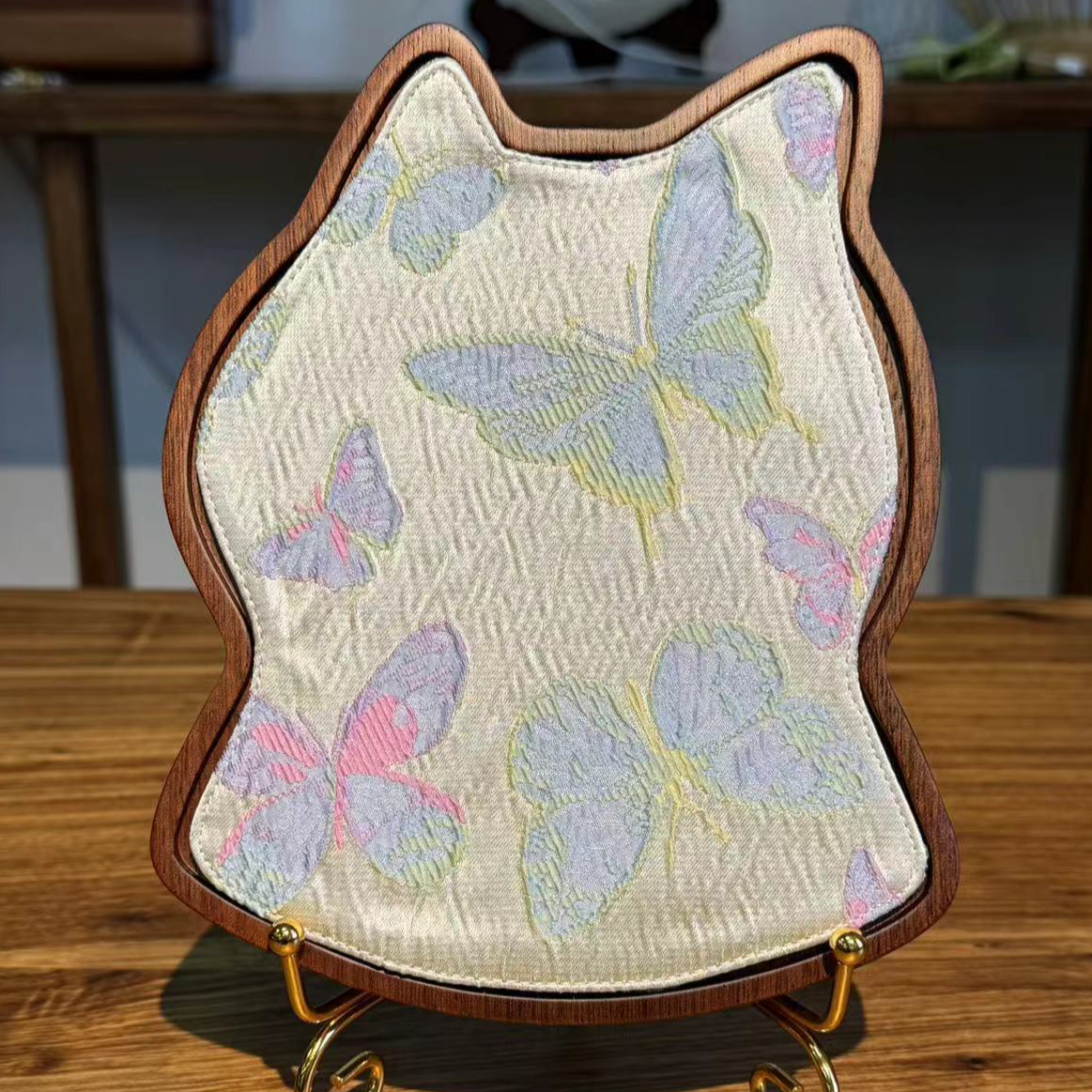 龙福木艺 刚果花梨木 金丝柚木 猫头壶承 20*16*2cm 210简约创意