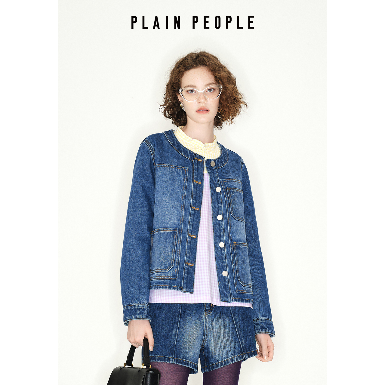 PLAIN PEOPLE【牛仔衣橱】复古口袋圆领长袖外套女2025早秋款