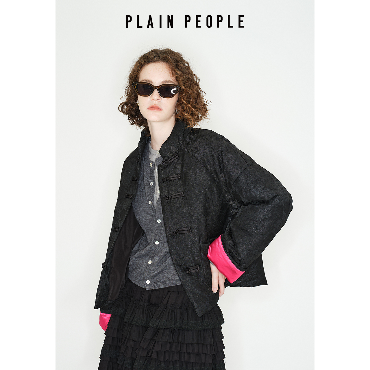 【新中式】复古老钱风盘扣提花羽绒服撞色外套2024冬UF1501C41